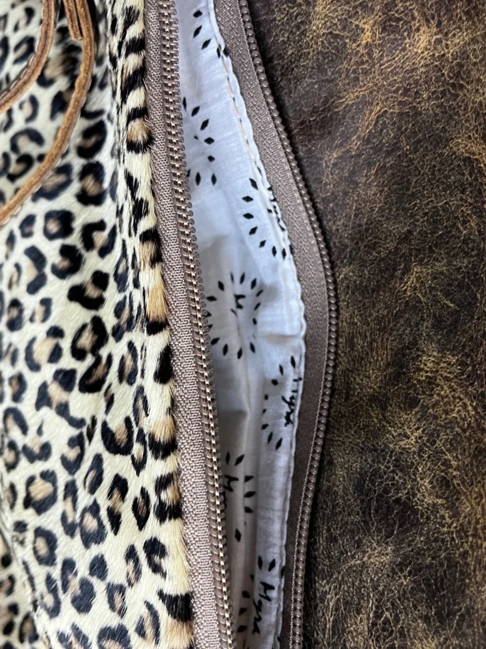 Myra Bag Feline Leather Leopard Print Hairon Crossbody Purse